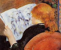 Young Woman Reading an Illustrated Journal, c.1880, renoir