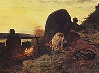 Barge Haulers at the Fire, 1872, repin