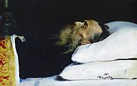 Historian Nikolai Kostomarov in a coffin, 1885, repin