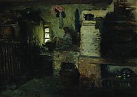In the hut, 1895, repin