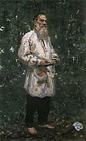 Leo Tolstoy barefoot, 1891, repin