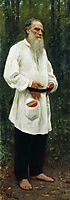 Leo Tolstoy barefoot, 1901, repin