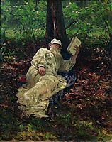 Leo Tolstoy in the forest, 1891, repin