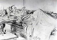 Leo Tolstoy reading, 1891, repin