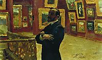 N.A. Mudrogel in the pose of Pavel Tretyakov in halls of the gallery, 1904, repin