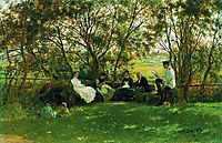 On a Turf Bench, 1876, repin