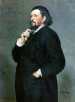 Portrait of music editor and patron Mitrofan Petrovich Belyayev, 1886, repin