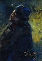 Portrait of painter Viktor Mikhailovich Vasnetsov. Study for the picture Sadko in the Underwater Kingdom., 1875, repin