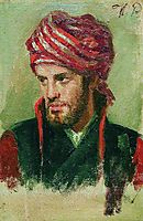 Portrait of a young man in a turban, repin
