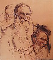 Sketches of Leo Tolstoy, 1891, repin