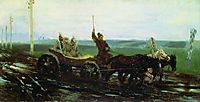 Under escort. On the muddy road, 1876, repin