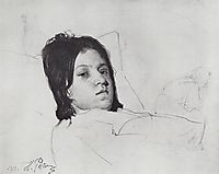 Woman-s Head (V.A. Repina lying in bed), 1872, repin