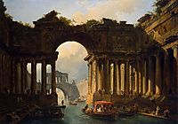 Architectural Landscape with a Canal, 1783, robert