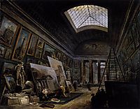 Imaginary View of the Grande Galerie in the Louvre, 1789, robert