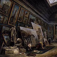 Imaginary View of the Grande Galerie in the Louvre (detail), 1789, robert