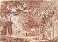 The Oval Fountain in the Gardens of the Villa d-Este, Tivoli, 1760, robert
