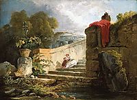 A Scene in the Grounds of the Villa Farnese, Rome, 1765, robert