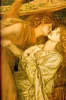 Dante-s Dream at the Time of the Death of Beatrice, detail, 1871, rossetti