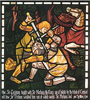 The Fight with Sir Marhalt, from -The Story of Tristan and Isolde-, rossetti