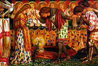 How Sir Galahad, Sir Bors and Sir Percival Were Fed with the Sanc Grael, 1864, rossetti