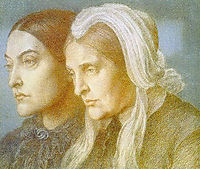 Portrait of the artist`s sister Christina and mother Frances, 1877, rossetti