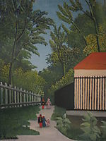 Landscape in Montsouris Park with five figures , rousseau