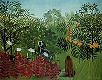 Tropical Forest with Apes and Snake, 1910, rousseau