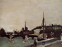 View of the Ile Saint Louis from the Quai Henri IV Study, 1909, rousseau
