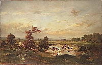 Cows in the mare, 1855, rousseautheodore