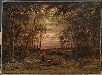 Sunset in the forest, 1866, rousseautheodore