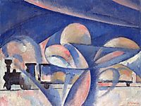 The Composition with the Train, 1910, rozanova