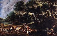 Landscape with cows and wild flowers, 1630, rubens
