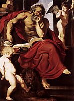 Saint Jerome in his hermitage, 1608-09, rubens