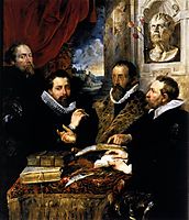 Selfportrait with brother Philipp, Justus Lipsius and another scholar, 1611, rubens