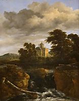 Landscape with a Waterfall and Castle, 1670, ruisdael