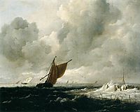 Stormy Sea with Sailing Vessels, 1668, ruisdael