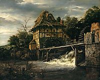 Two Undershot Watermills with Men Opening a Sluice, 1650, ruisdael