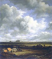 View of Haarlem with bleaching fields in the foreground, 1670, ruisdael