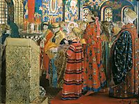 Russian Women of the XVII century in Church, 1899, ryabushkin