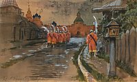 Strelets Patrol at Ilyinskie gates in the old Moscow, 1897, ryabushkin