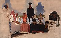 Sunday in the village, 1892, ryabushkin