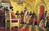 Tzar Mikhail Fedorovich Holding Council with the Boyars in His Royal Chamber, 1883, ryabushkin