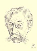 Pencil sketch of the head of Belgian poet Émile Verhaeren, 1915, rysselberghe