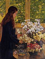 Young Girl with a Vase of Flowers, rysselberghe