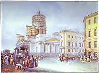Departure of an Omnibus from St. Isaac-s Square in St. Petersburg, 1841, sadovnikov