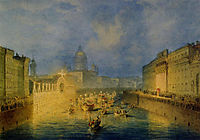 Illumination on the Moika Embankment in St. Petersburg, 1856, sadovnikov