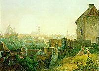 Vilnius City Panorama from Subachius street, 1848, sadovnikov