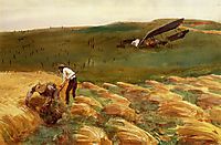 Crashed Aeroplane, 1918, sargent