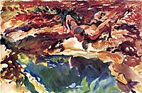 Figure and Pool, 1917, sargent