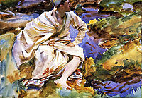 A Man Seated by a Stream, Val d-Aosta, Purtud, 1907, sargent